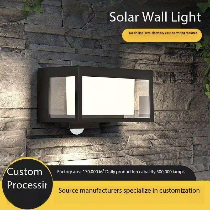 Solar wall light, sensor-activated courtyard light