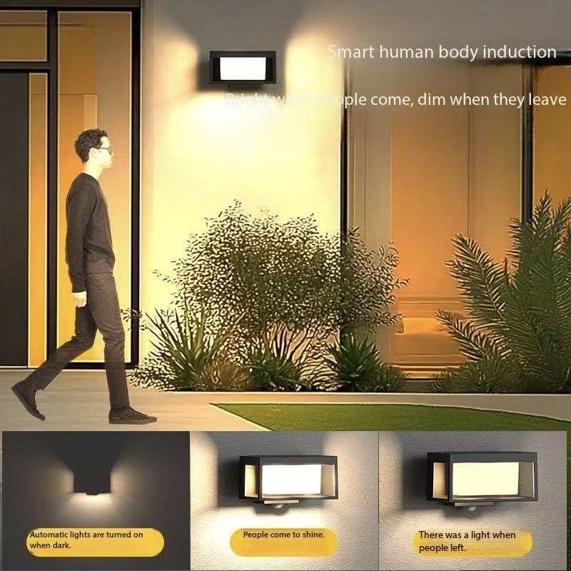 Solar wall light, sensor-activated courtyard light