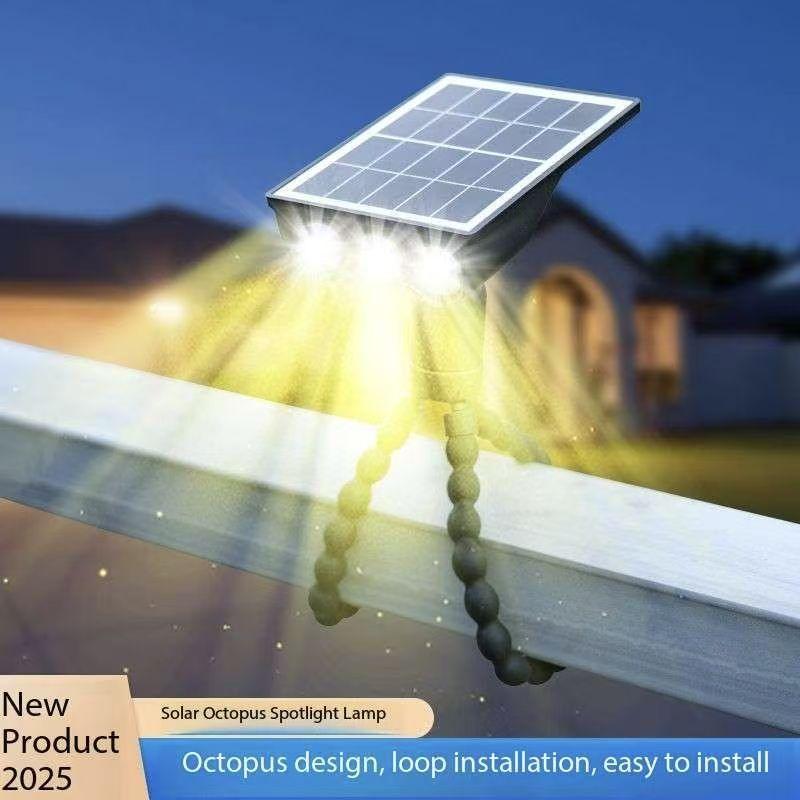 Solar-powered lawn spotlights